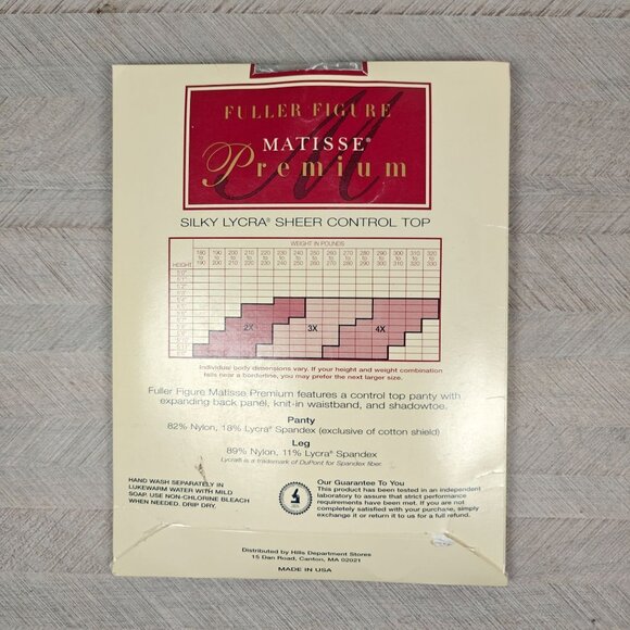Vintage Matisse Premium Silky Lycra Sheer Control Top Pantyhose 3X White - Picture 3 of 3
